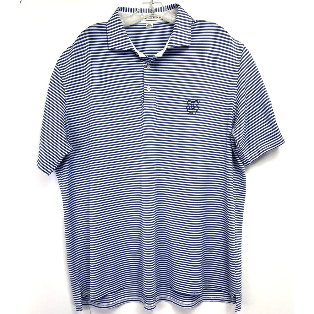 Holderness & Bourne Mens Sz XXL Tailored Fit Blue/White Striped Polo Shirt (W34)